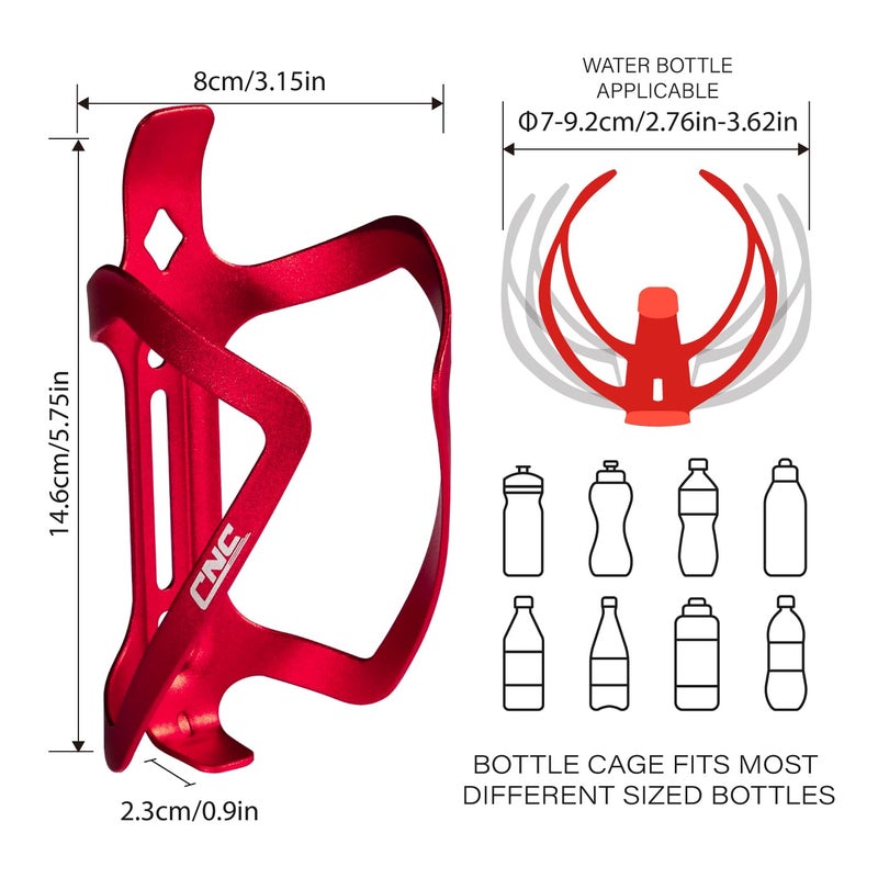 CNC حامل زجاجة ماء للدراجات بتقنية CNC، عبوة من 2 لحامل زجاجة ماء للدراجات الهوائية/الدراجات الجبلية، أحمر - Image 2